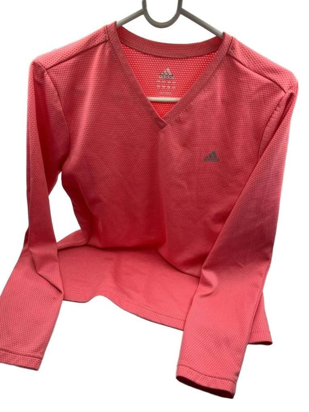 Adidas Athletic Long Sleeve V-Neck Shirt Size M Pink